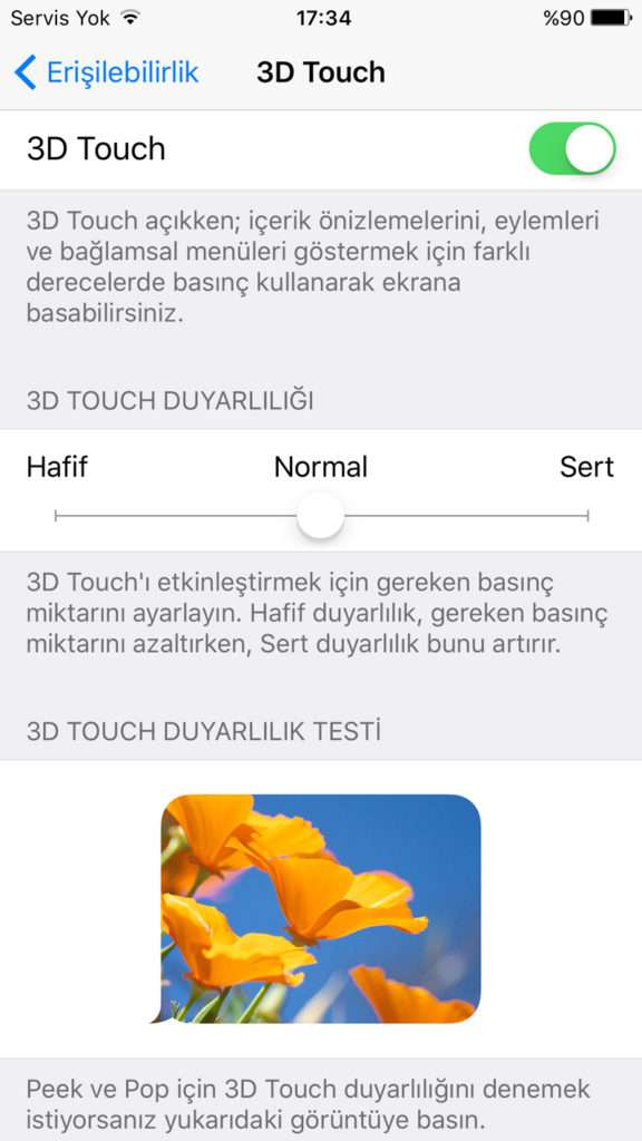 3D Touch iPhone'un ekranına uygulanan basıncı algılıyor.