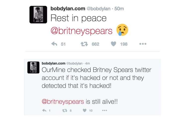Sony Music Twitter hesabından, Britney Spears'ın öldüğünü duyurdu