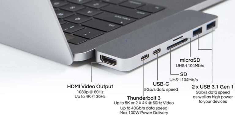 MacbookPro 2017 versiyonu için ek port sağlayıcı üretildi.