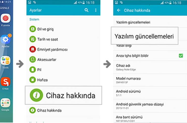 Android sürümünüzü kontrol etme ve güncelleme ayarları